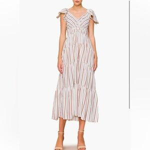 Melloday Striped Flutter Sleeve Dress in Burnt Orange Stripe Game Day Size Small